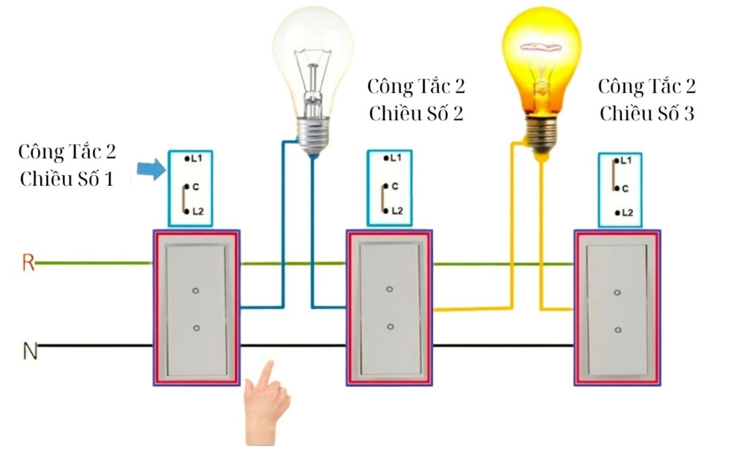 cách đấu điện cầu thang