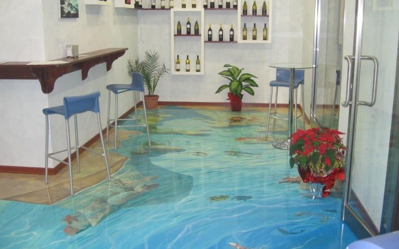 Xu hướng lát gạch hiệu ứng 3D đang rất được nhiều người chú ý bởi sự hiện đại, tạo cảm giác như đang ở trong một bức tranh thật.