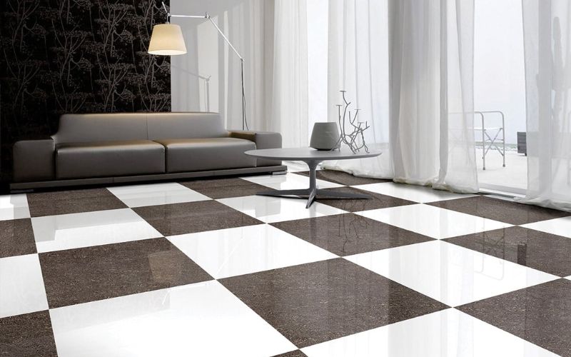 Mẫu gạch lát sàn nhà hình caro dường như không bao giờ lỗi thời bởi tính độc đáo và ấn tượng của nó.