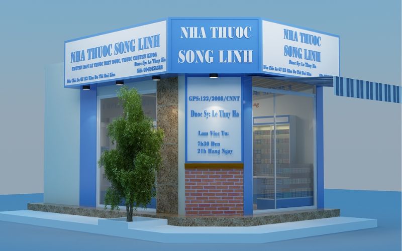 Mặt tiền nhà thuốc nên được chú trọng đầu tư thiết kế nổi bật để thu hút khách hàng ghé đến trải nghiệm.