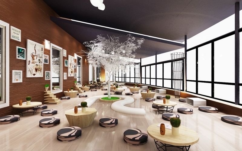 Phong cách thiết kế cafe nhỏ đẹp giá rẻ - cafe bệt